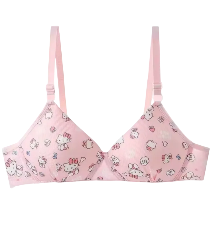 Hello Kitty Print Soft Cup Bra Solid pink