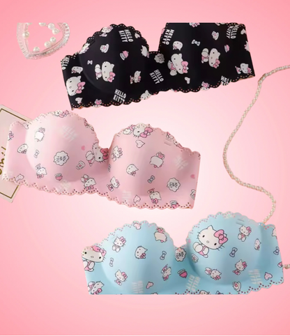 Hello Kitty Print Soft Cup Bra Yellow