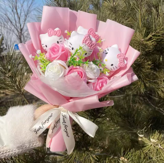 Hello Kitty Pink Rose Flower Bouquet