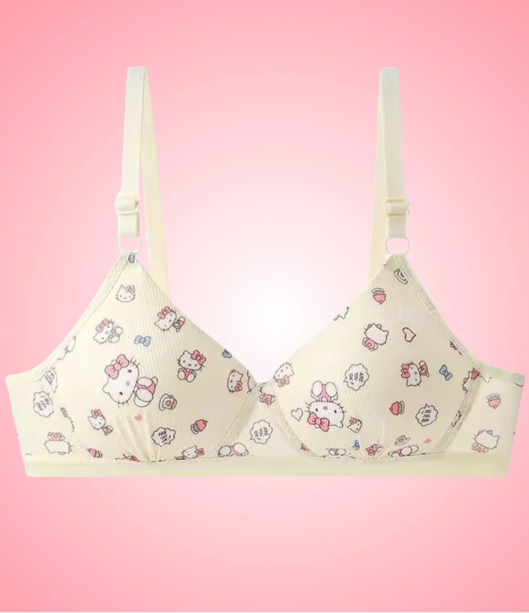 Hello Kitty Print Soft Cup Bra Yellow
