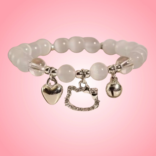 White pearl hello kitty bracelet